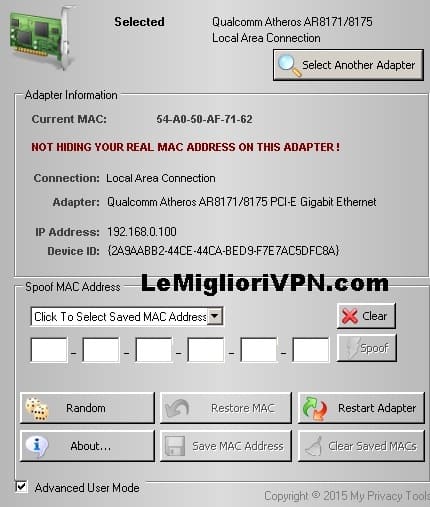 cambiare mac address